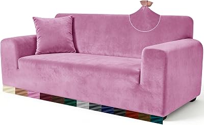 Yeahmart Thick Velvet Sofa Cover 4 Seater Premium Stretch XL Purple