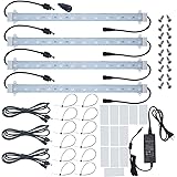 Grow Light Strip Kit 45W, 4 pcs 16 Inches LED Grow Light Strips with Extension Cables, Mounting Accessories for Greenhouse,Gr