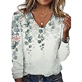 Spatofa Womens Boho Floral Print Tops Dressy Slim Fit Vintage Womens Summer Tops V Neck Button Down Shirts for Women