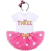 IBTOM CASTLE Polka Dots 1st 2nd 3rd Birthday Party Outfit for Baby Girl Princess Top+Tutu Skirt Dress up Photo Shoot Set