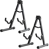 MOSEN Guitar Stand, 2 Pack A-Frame Portable Foldable for Electric Guitars | Non-Slip Rubber &amp; Foam Double Holder, Fits Acoustic, Electric Guitars, Bass &amp; Ukulele, Banjo, Classical, Easy Assembly