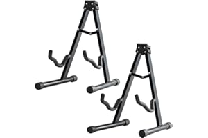 MOSEN MUSIC MOSEN Guitar Stand, 2 Pack Foldable A-Frame Guitar Stand with Non-Slip Rubber and Foam Arms for Acoustic Classical and Electric Guitars Bass Ukulele Holder. (Installation model)
