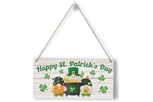 HTBIG Rustic St Patricks Day Decorations Wood Wall Art Wall Hanging Decor St Patricks Day Accessories Irish Blessing Gnome Shamrock Wooden Decorative Plaque Sign for Home Farmhouse Bathroom Front Door
