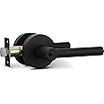 Berlin Modisch Entry Lever Door Handle Lock and Key Sleek Round Locking Lever Set [for Front Door or Office] Reversible for Right & Left Sided Doors Heavy Duty – Iron Black Finish