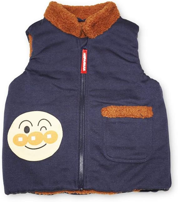 Amazon Co Jp 年 秋冬 アンパンマン 表地裏毛 裏地ボアフリース 中綿ベスト Anpanman ネイビー 90cm 服 ファッション小物