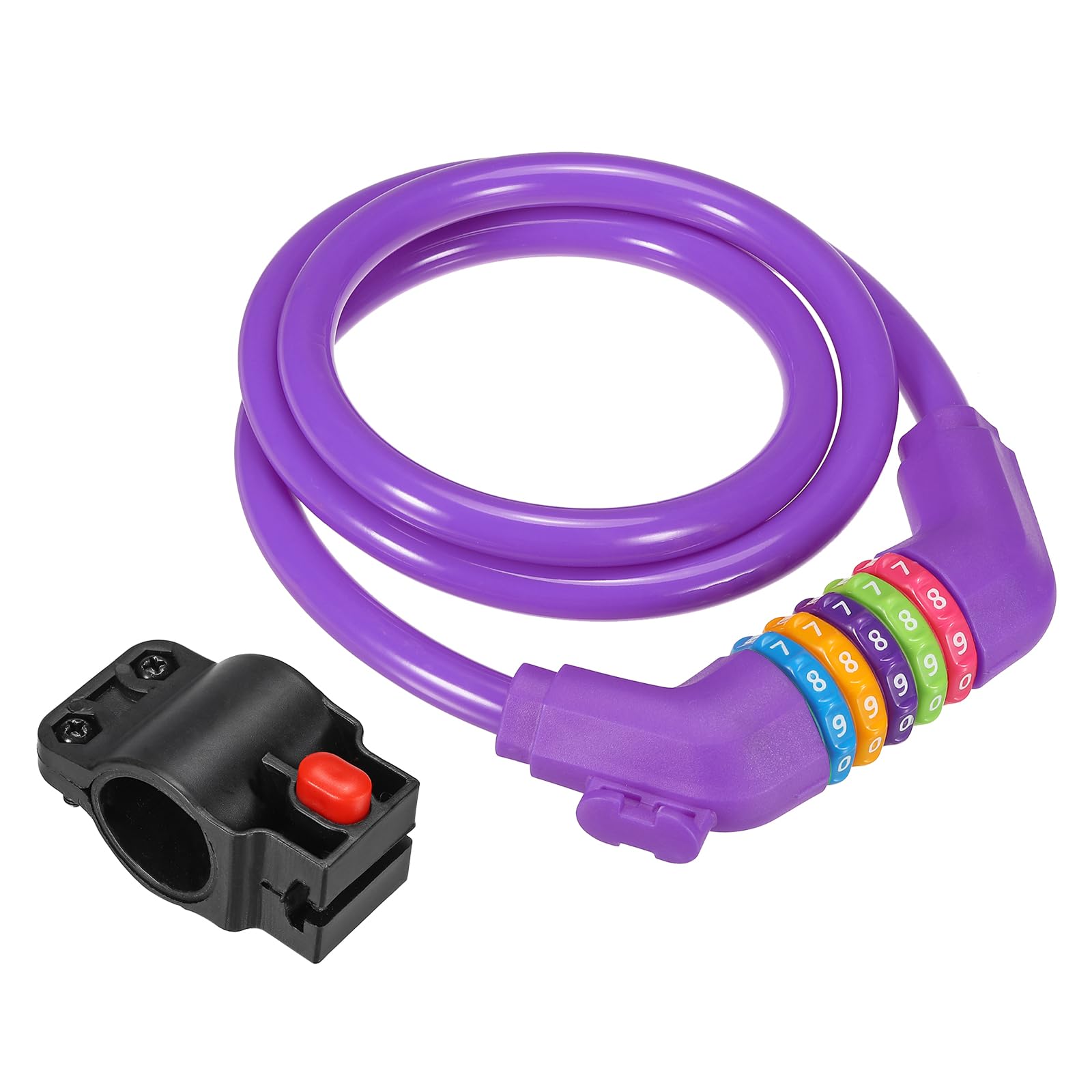 PATIKIL 1.2M Bike Lock Cable, Combination Bicycle Lock 5 Digit Resettable Combination Anti Theft for Motorcycles and Bicycles, Purple