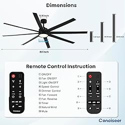 Conciseer Modern Ceiling Fans with Lights, 84 Inch