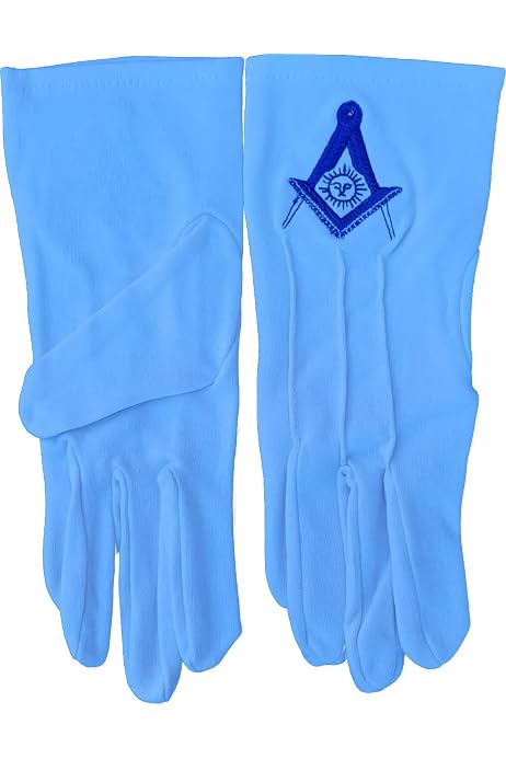 Regalia Store - Masonic White 100% Cotton Gloves with Golden Square & Compass and letter G Embroidery (Medium