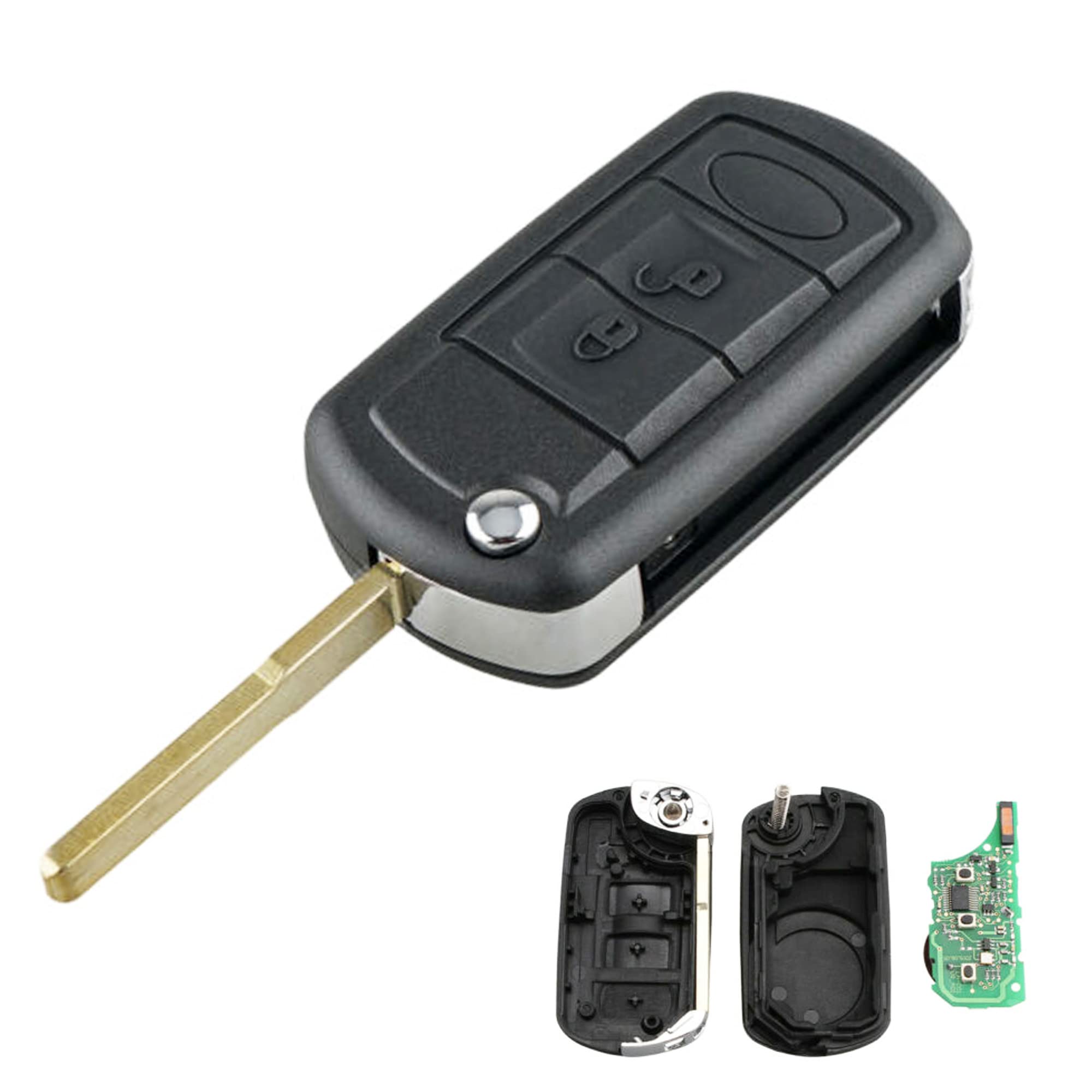 Heart Horse Key Fob Replacements for Land Rover Discovery 3 Range Rover Sport, 3 Buttons Flip Folding Remote Car Key Case with 433Mhz PCF7941 Chip, Discovery Remote Key Case, Range Rover Remote Key
