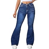 TieBnss Bell Bottom Jeans for Women Stretchy Skinny Destroyed Ripped Hole Frayed High Waisted Jeans