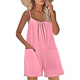 Nfsion Womens Casual Sleeveless Romper Loose Spaghetti Strap Shorts Overalls Jumpsuit with Pockets Summer Clothes