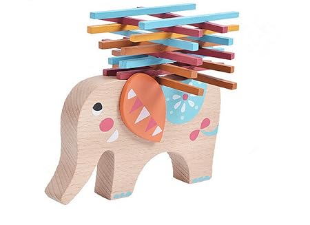 Remeehi Kids Stacking Balance Beam Game Toys Elephant