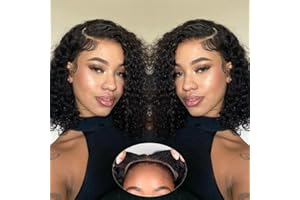 Colorprincess 14 Inch Wear and Go Glueless Wigs Human Hair Water Wave Bob Wig Pre Plucked Curly Human Hair Wigs 180% Density Glueless wigs Pre Cut Lace for Beginners 4x4 Lace Closure wig for Women