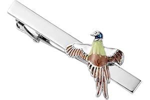 HAWSON 2.2 Inch Men's Botanical Hummingbird Tie Clip Silver Tie Bar for Garden Weddings, Outdoor Events, Business Nature-Insp
