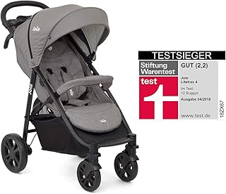 Set Joie Buggy Litetrax 4 Sportwagen, Buggy & Windel Kinderhaus Blaubär | Leichter Kinderbuggy mit Insektenschutz, Regenverdeck und Federung | Liegebuggy kompakt klappbar, Design:Gray flannel