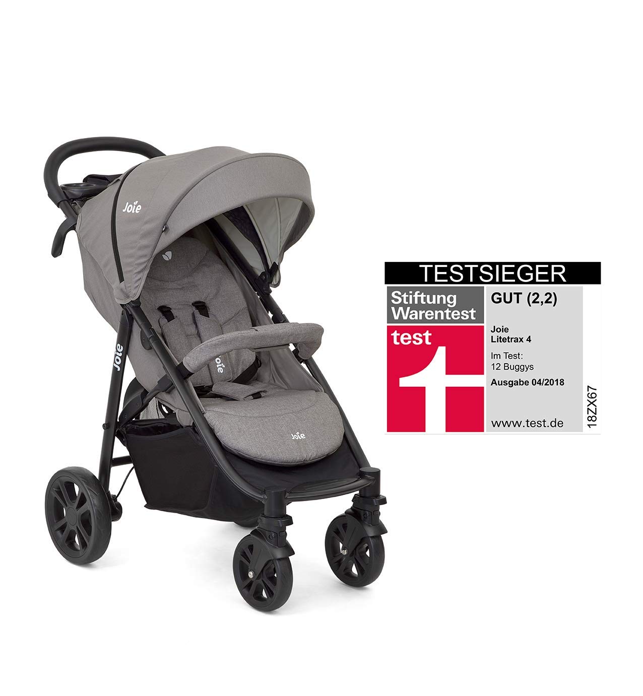 Set Joie Buggy Litetrax 4 Sportwagen, Buggy & Windel Kinderhaus Blaubär | Leichter Kinderbuggy mit Insektenschutz, Regenverdeck und Federung | Liegebuggy kompakt klappbar, Design:Gray flannel