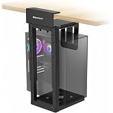 Mount-It! Heavy Duty Under Desk PC Mount for Standing Desk, No-Drill, 66 lb | 66 lb heavy duty capacity, up to 25.6 in H x 11.8 in W, clamps desks 0.59-2.4 in thick, fits mid &amp; full tower, steel frame