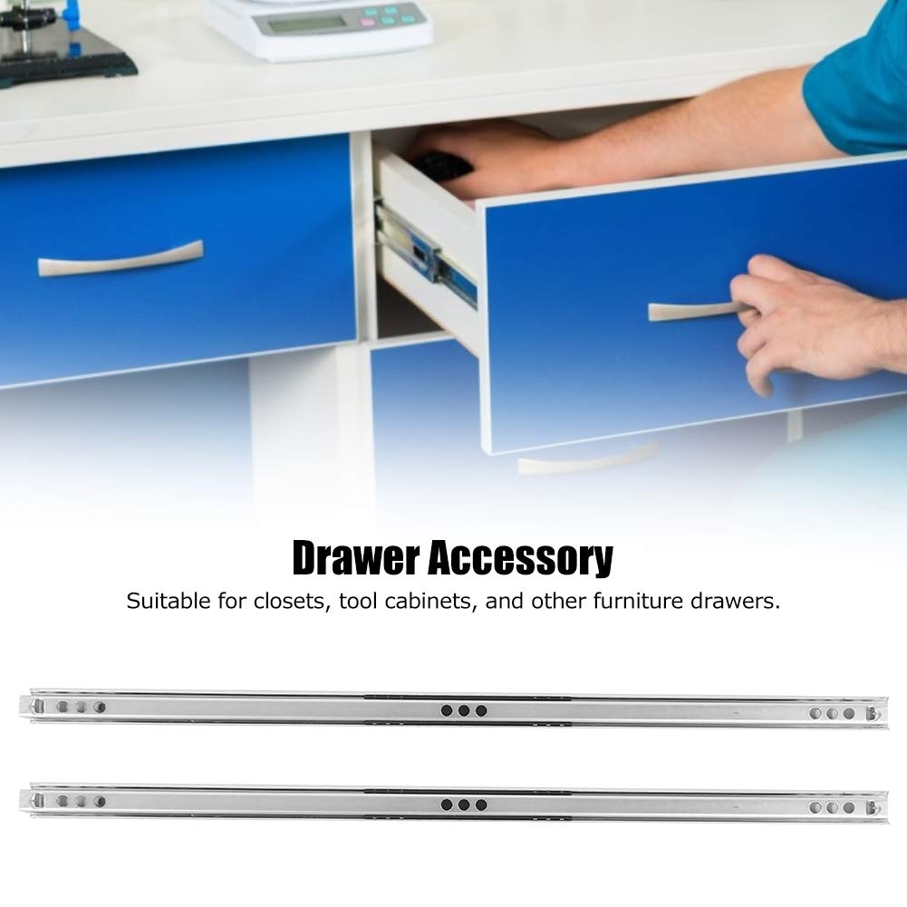 2Pcs/Set Drawer Slides, 16" Inch Steel Full Extension Ball Bearing