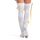 MGANG Ted Hose Thigh High Anti Embolism Compression Stockings for Women & Men, Surgical Compression Stockings, 15-20 mmHg Compression TED Hose Socks with Inspect Toe Hole, 1 Pair, White M
