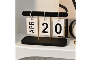Desktop Perpetual Calendar, Reusable Wooden Flip Calendar, Countdown Desktop Accessory for Office & Living Room Decor