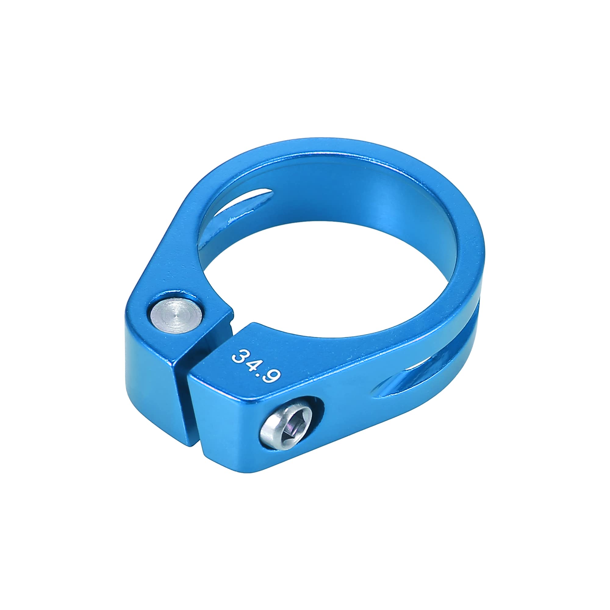 X AUTOHAUX 34.9mm Aluminium Alloy Bicycle Seat Post Clamp Seat Post Clip Blue