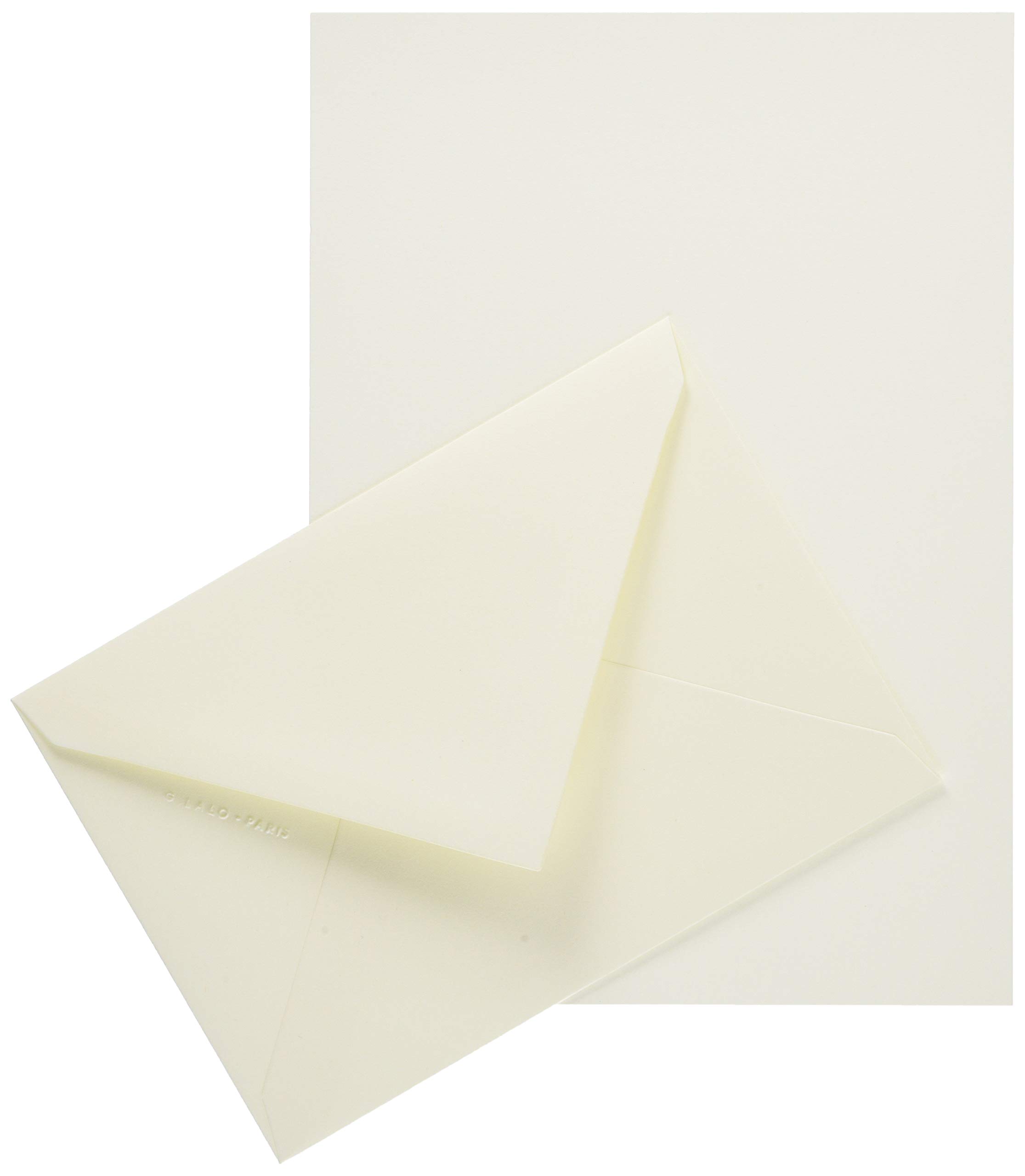 Lalo 61000L -Velin Pur Coton A correspondence set including 10 A5 125g sheets and 5 gummed envelopes C6 11.4x16.2 cm, Vellum pure cotton, Cream Straight