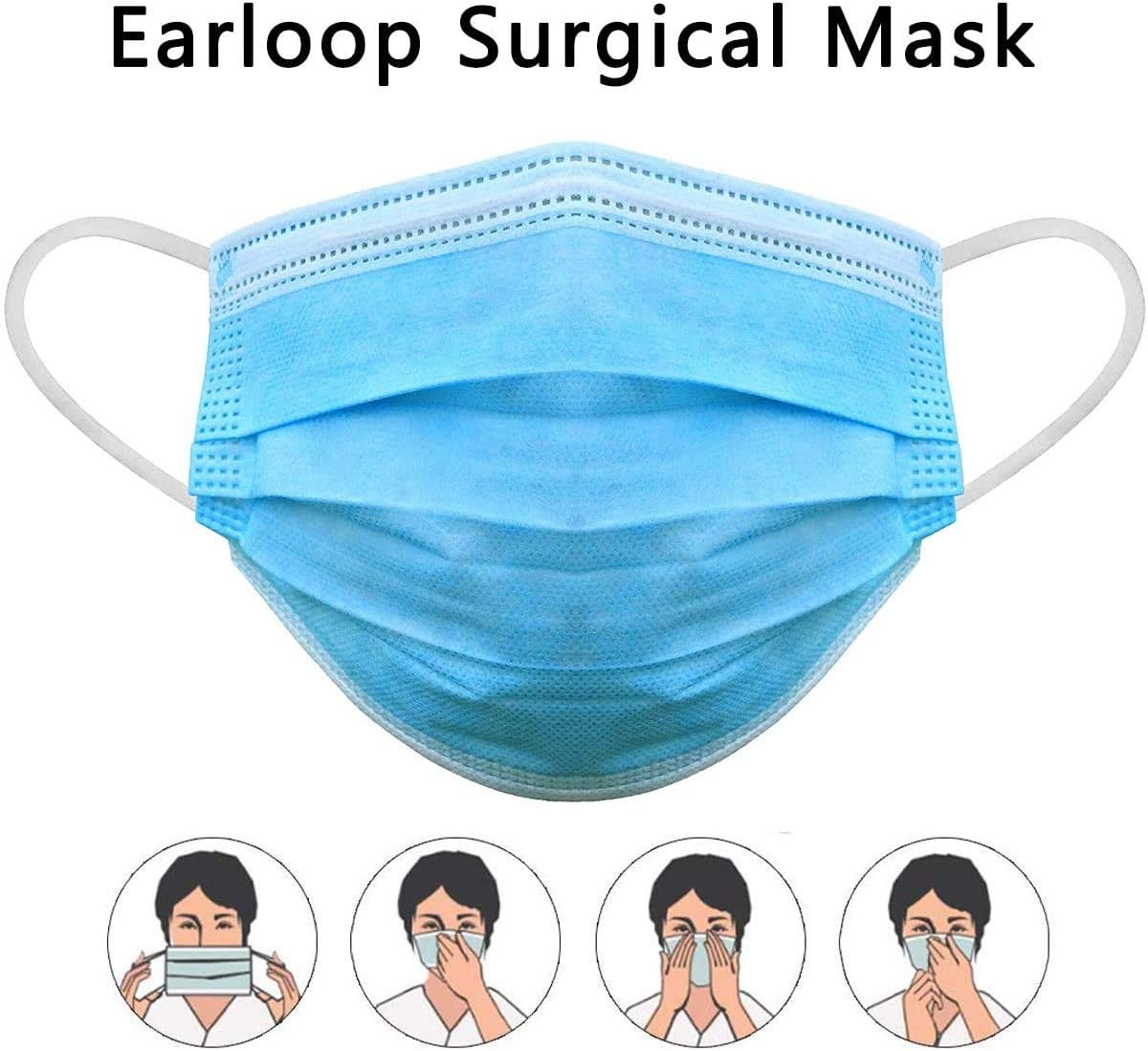 (50 PCS) Disposable Mouth Cover, 3-Layer Dust Cover with Elastic Earloop, Anti-Fog Haze Dustproof Coronávirus Mouth Cover Respirator