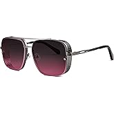 FEISEDY Sunglasses Mens Women Vintage Pilot Square Trendy Metal Steampunk Fishing Driving Sun Glasses B2894