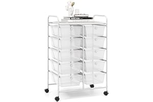 RELAX4LIFE Rolling Storage Cart with 10 Drawers - Craft Storage Cart with Lockable Wheels,Utility Cart, Art Cart Organizer for Crafting Storage, Studio, Office, Home, School Rolling Drawer Cart