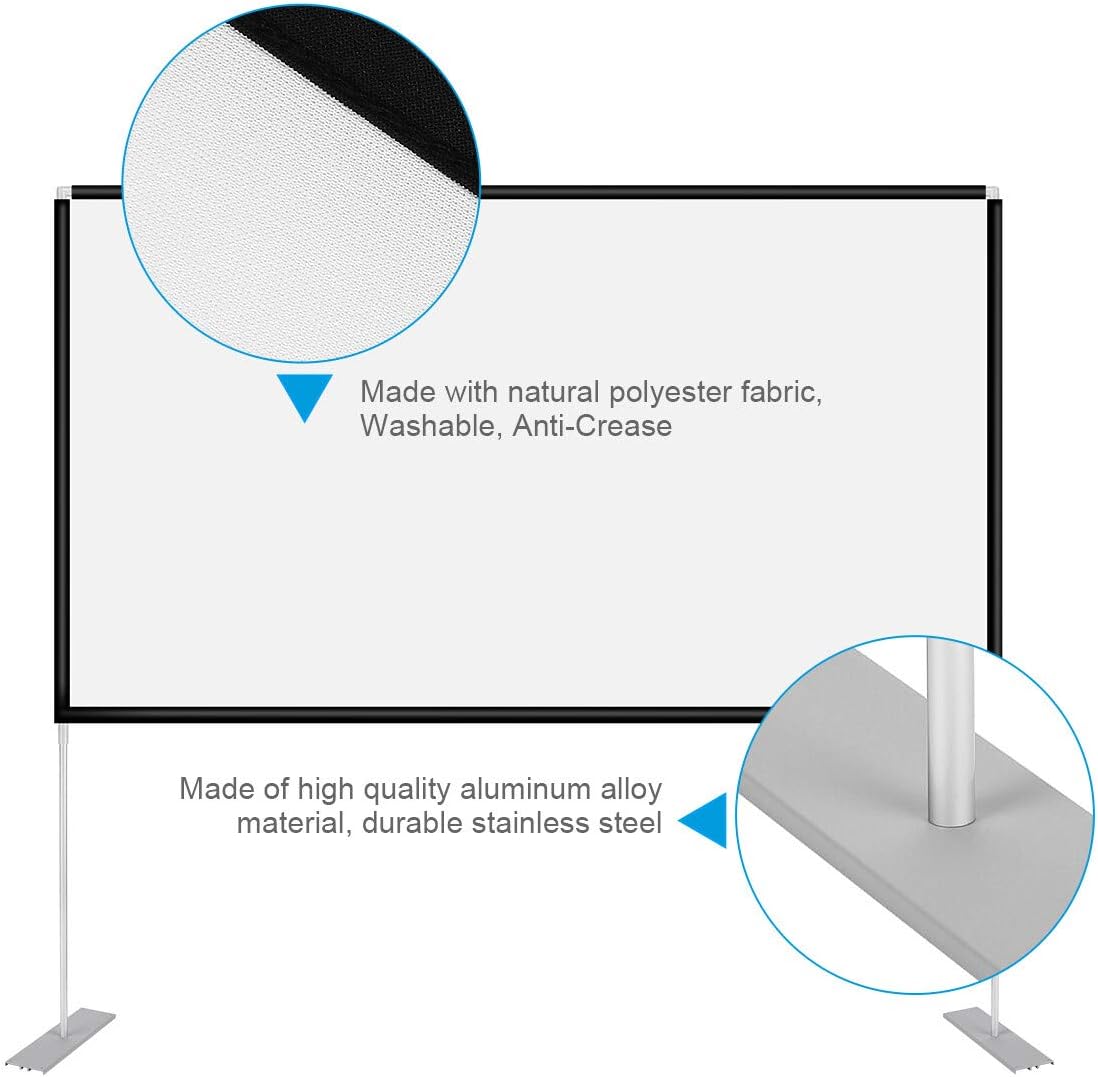 Powerextra Projector Screen with Stand, 100 inch 16:9 HD 4K Rear Front Foldable Portable Projection Screen with Carry Bag for Indoor Outdoor Theater Home Movie or Office: Home Audio & Theater