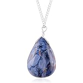 Natural Pietersite Crystals Pendant Necklace, 925 Sterling Silver, Pear Cabochon Gemstone, Energy Healing Crystals, Birthday, Gift for Her, Gemstone Jewelry AAA+ Quality
