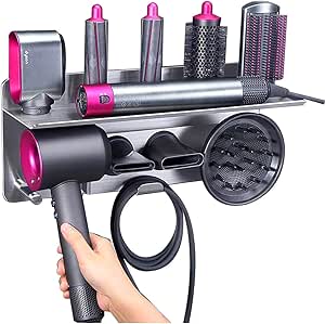 Kyrio 2 en 1 para rizador de pelo Dyson y secador de pelo, organizador de pared de almacenamiento compatible con Dyson Airwrap Styler y accesorios de ...