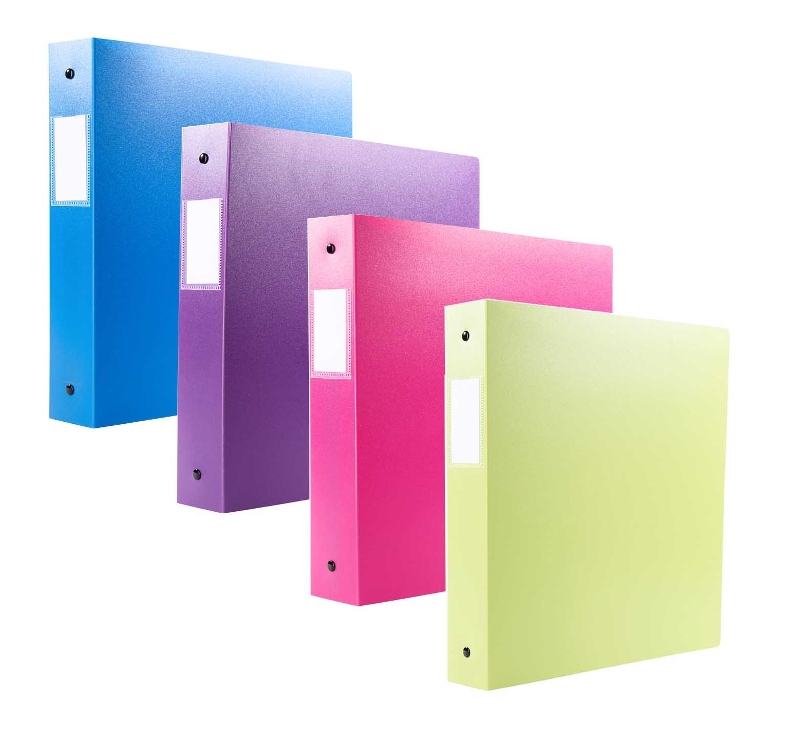Filexec 3 Ring Binder, 1 inch Capacidad, opaco, tamaño Carta, Pack de 4, Azul, Rosa, Morado, Verde (50162 – 6497)