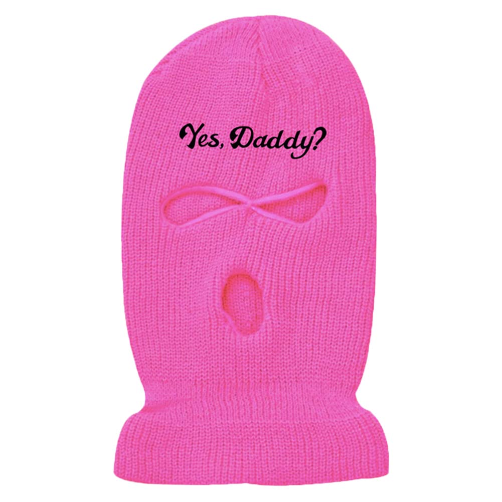 3 Hole Ski Mask Yes Daddy Full Face Balaclava Winter Warmer Outdoor Sports for Men Women Rose red