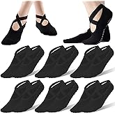 Tergy 6 Pairs Yoga Socks with Grip for Women Anti Skid Gripper No Slip Socks for Pilates, Barre, Dance,Yoga