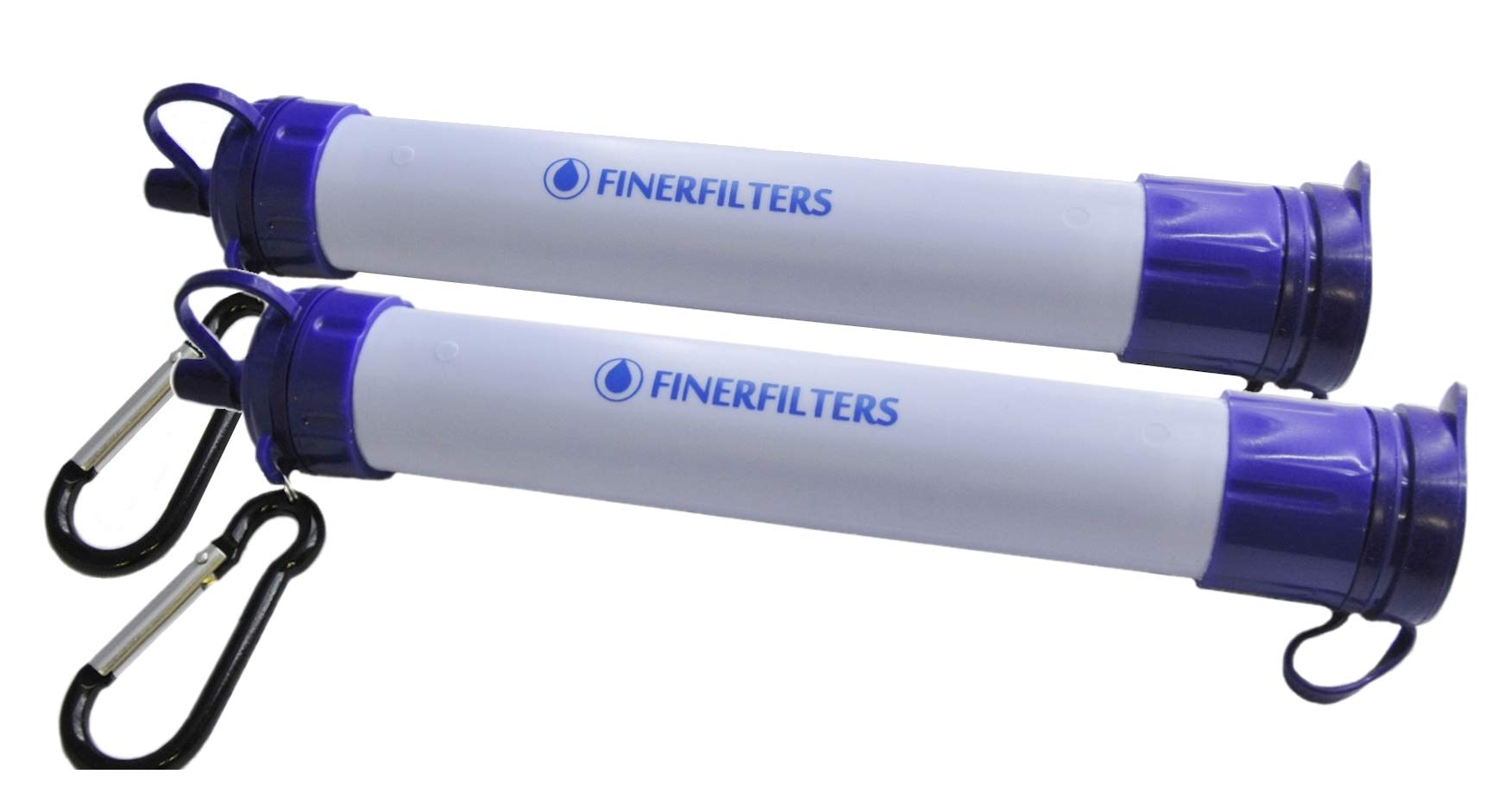 FINERFILTERS Personal Portable Water Filter Straw with Activated Carbon - 0.01 Micron Filter Membrane Provides Microbiological Water Purification, Ideal For Camping & Hiking etc. (2, Water Straw)