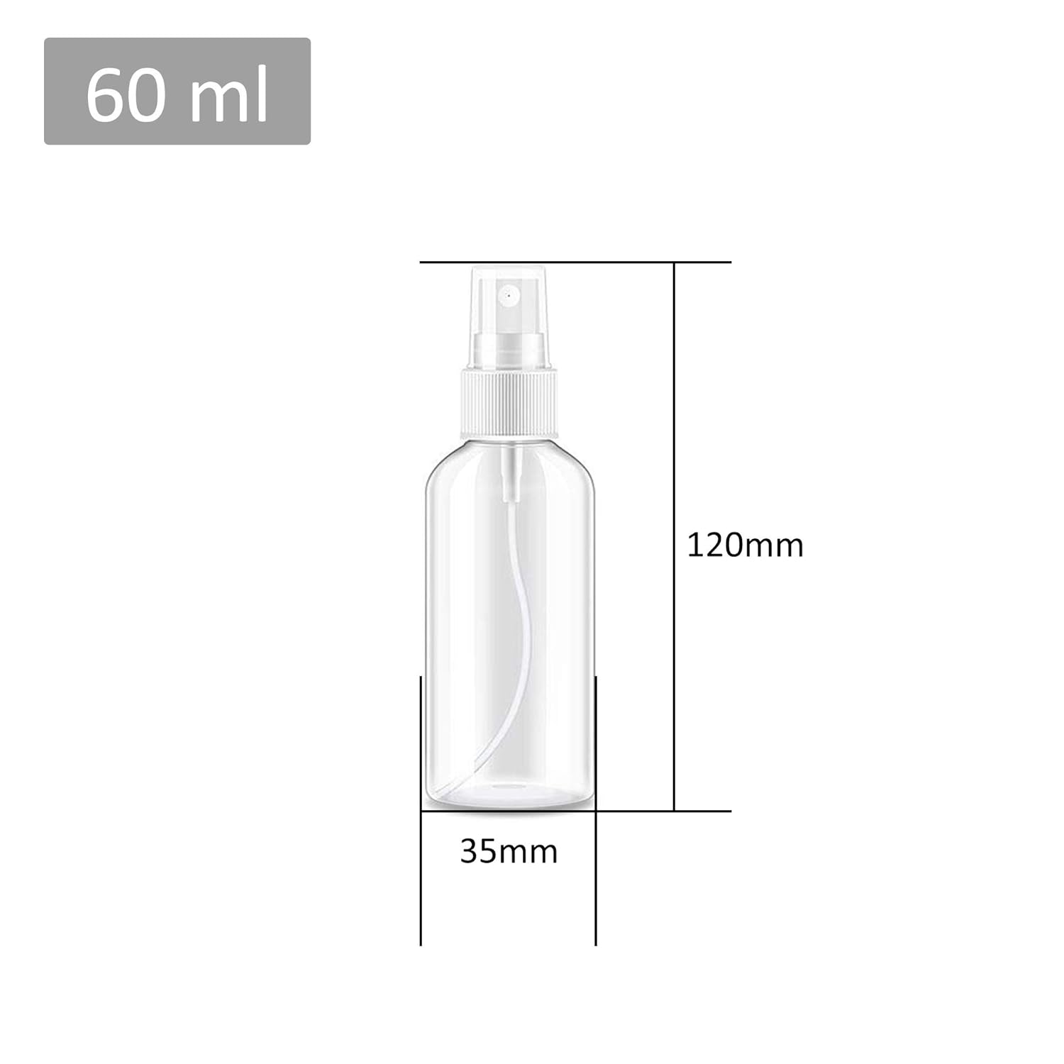 Miukada 12 Pack 60ml Fine Mist Mini Clear Spray Bottles, Cosmetic Refillable and Reusable Travel Containers, Empty Plastic Bottles with Pump Spray Cap for Essential Oils, Perfumes, Skincare and Makeup: Beauty