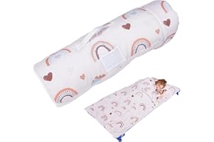 NDAHJAHD Toddler Nap Mat with Removable Blanket and Pillow, Extra Large Rolled Napping Mats,Toddler Sleeping Bag,Kids Sleeping Bag for Daycare,Nap Mats for Preschool