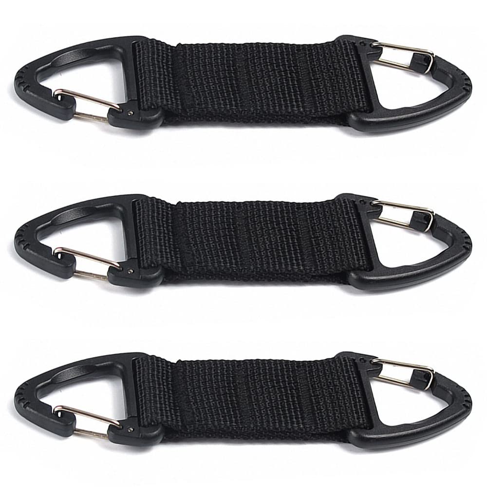 3 Pcs Double Ended Triangular Carabiner Clip Keychain Nylon Webbing Backpack Hang Buckle Multifunction Carabiner Keyring for Outdoor Camping Hiking