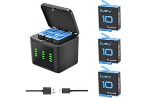 Eeyrnduy Rechargeable Battery Replacement for Gopro Hero 9/Hero 10/Hero 11 Black Camera 3-Pack Batteries and 3-Channel USB Charger Combo