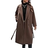 HOTIAN Women's Winter Wool Blend Coat Double Breasted Casual Notch Lapel Long Trench Overcoat Peacoat