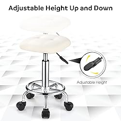 FNZIR Square PU Cushion Rolling Stool with Wheels