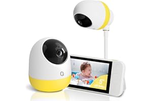 ELLIE BABY PRO Ellie Pro Baby Monitor with Camera and Audio,5'' IPS 2K UHD Resolution,6000mAh Battery, Remote Pan-Tilt-5X Zoom, 2-Way Talk,No WiFi, Night Vision, Virtual Fence 24hr Play Back and 1000ft Range