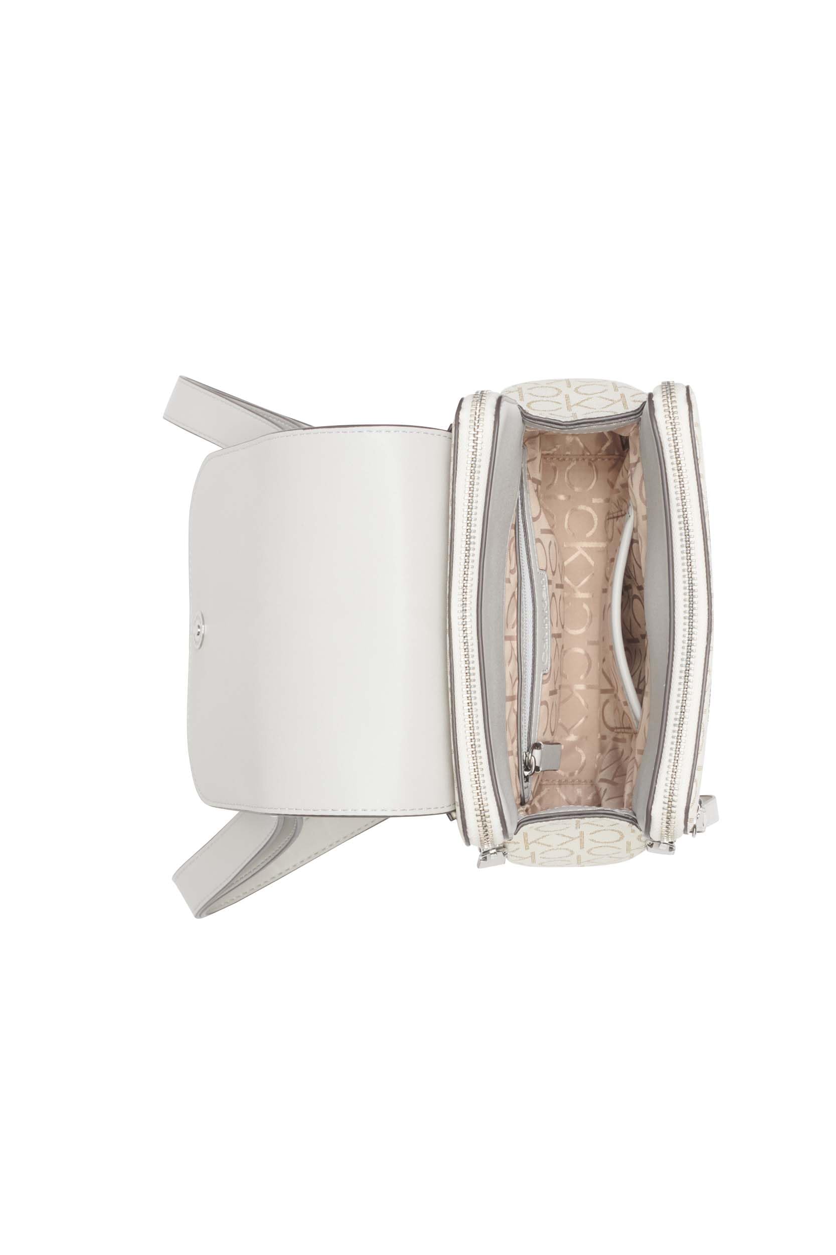 Calvin Klein Reyna Signature Key Item Flap Backpack, Vanilla/Khaki/Dove, One Size