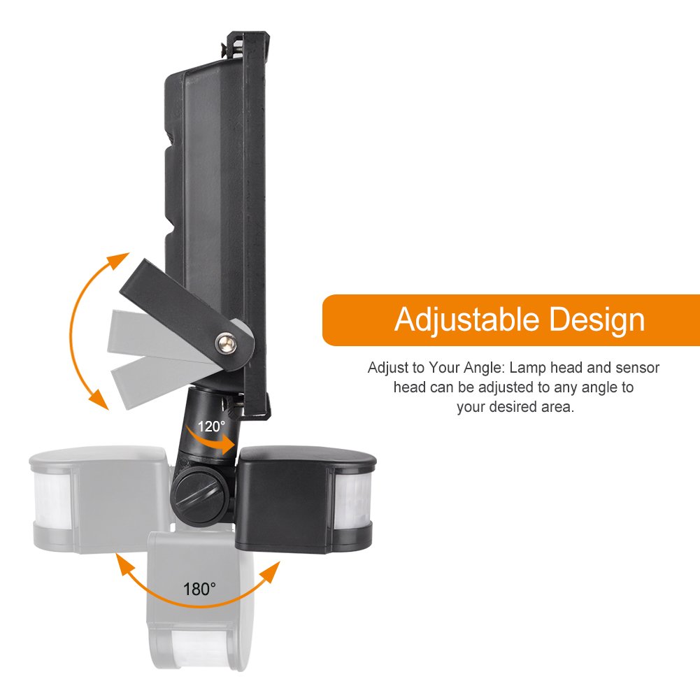 LEPOWER 20W Motion Flood Lights,1600lm Super Bright Outdoor LED Floodlights,Waterproof,Daylight White 6000K,PIR Sensor security Light, Motion Light for Entryways, Stairs,Yard,Patio and Garage(NO PLUG)