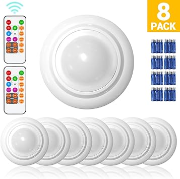 Kabellose Led Schrankbeleuchtung Rgb Farbwechsel Pucklicht Mit Fernbedienung 8pk Light Bwl Weiss 8pk Amazon De Baumarkt