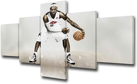 Amazon Co Jp ネイティブアメリカン バスケットボール スポーツ ウォールアート キャンバスプリント ホームnba装飾 5ピース 写真 レブロン ジェームズ ウォールデコレーション リビングルーム ベッドルーム ポスター フレームアートワーク すぐに掛けられる 幅50インチ