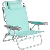 SUNNYFEEL Extra Wide Low Beach Chair 5 Position Lay Flat 500 LBS Heavy Duty, XL Oversized Portable Folding Camping Chairs with Cup Holder for Outdoor/Trip, Lightweight Backpack Beach Chair for Adults