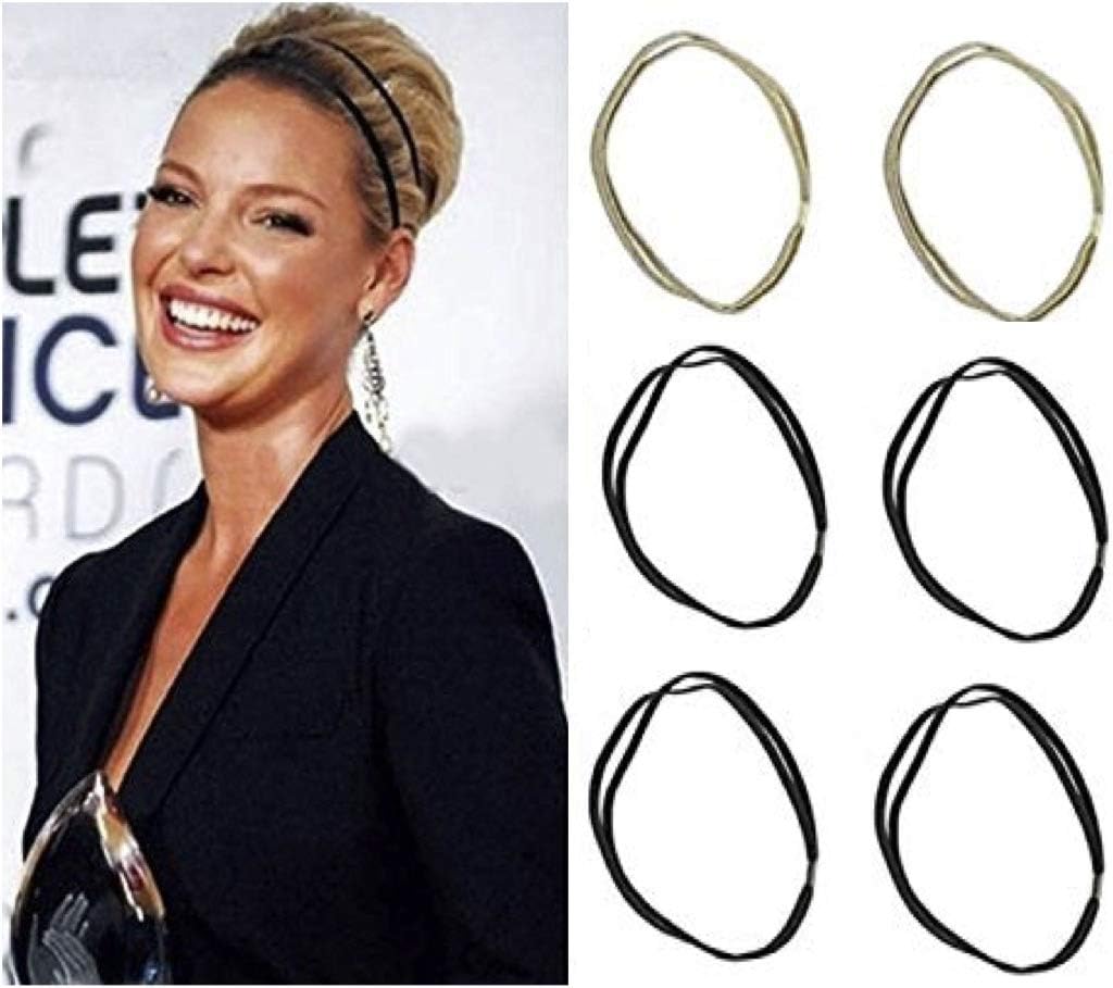 Shimmer Anna Shine 4 Black and 2 Gold Double Hooped Headband