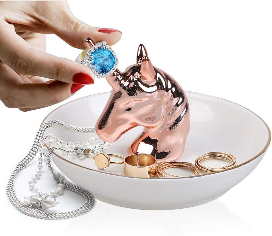 Unicorn Ring Holder Ceramic Jewelry Dish Jewelry Tray for Ring/Earring/Necklace…